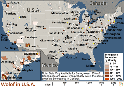 Map of Wolof in United States