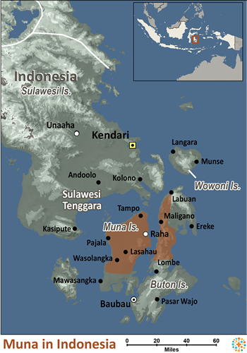Map of Muna in Indonesia