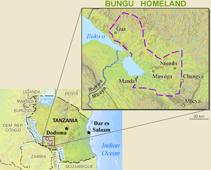 Map of Bungu in Tanzania