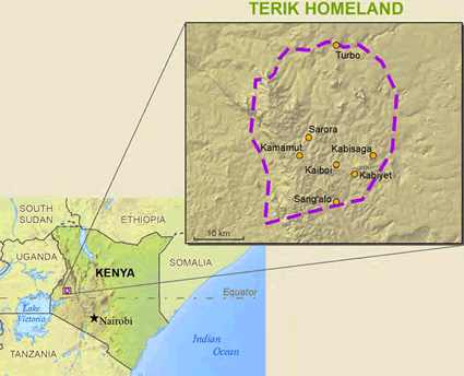 Map of Kalenjin, Terik in Kenya