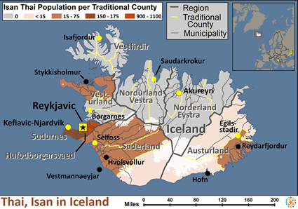 Map of Thai, Isan in Iceland