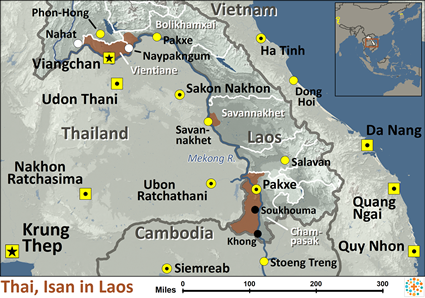 Map of Thai, Isan in Laos