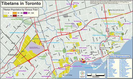 Map of Tibetan in Canada