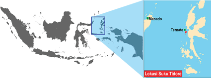 Map of Tidore in Indonesia