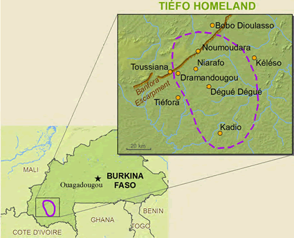 Map of Tiefo in Burkina Faso