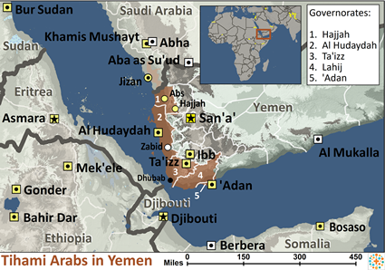 Map of Arab, Tihami in Yemen