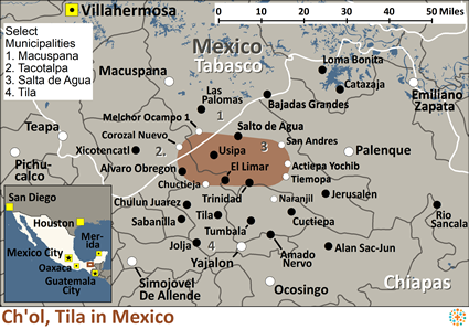 Map of Ch'ol, Tila in Mexico