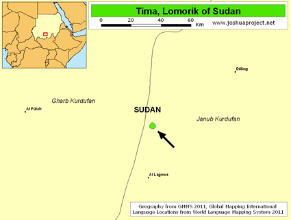 Map of Tima in Sudan