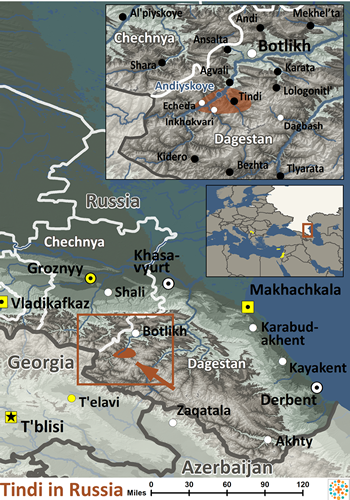Map of Tindi in Russia