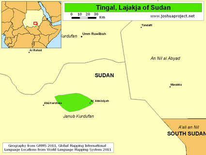 Map of Tingal in Sudan