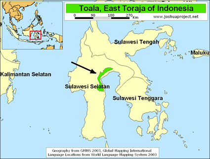 Map of Toala in Indonesia