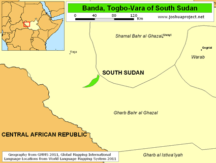 Map of Banda, Togbo-Vara in South Sudan