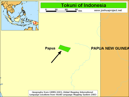 Map of Tokuni in Indonesia