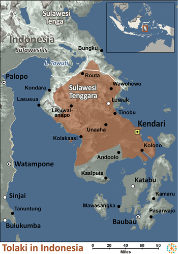 Map of Tolaki in Indonesia