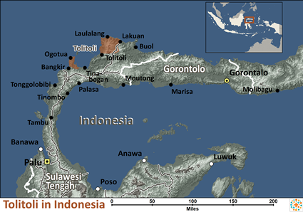 Map of Toli-Toli in Indonesia