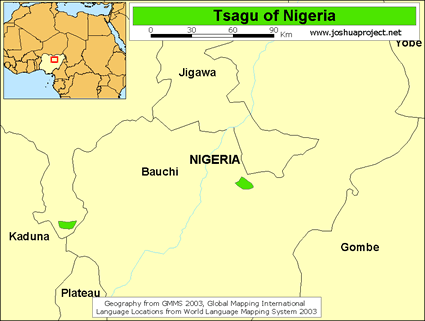 Map of Tsagu in Nigeria
