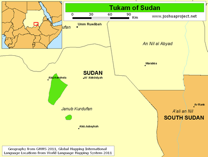 Map of Tukam in Sudan