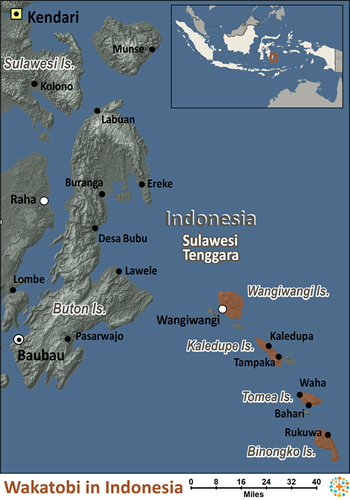 Map of Wakatobi in Indonesia