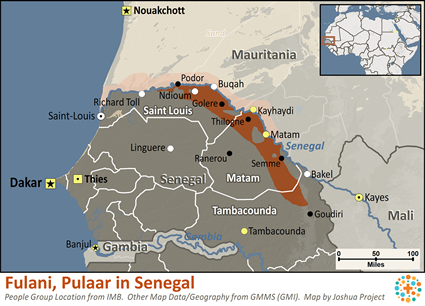 Map of Fuuta Torro in Senegal