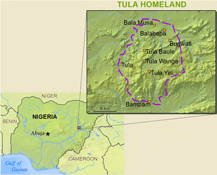 Map of Tula in Nigeria
