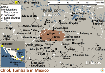 Map of Ch'ol, Tumbala in Mexico