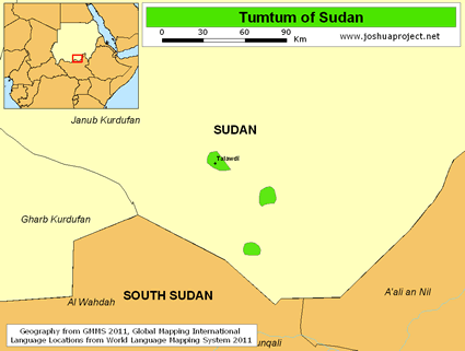 Map of Tumtum in Sudan