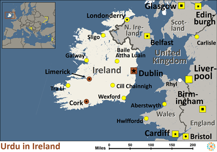 Map of Urdu in Ireland