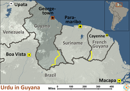 Map of Urdu in Guyana