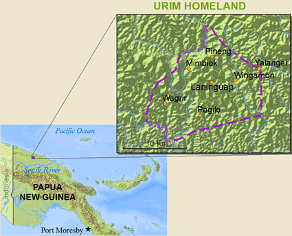 Map of Urim, Kalp in Papua New Guinea