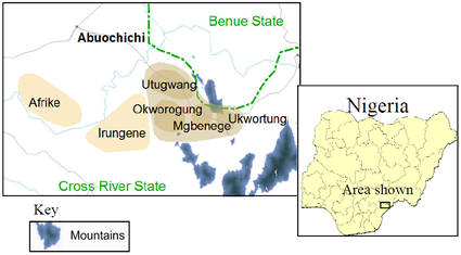 Map of Utugwang, East Mbube in Nigeria