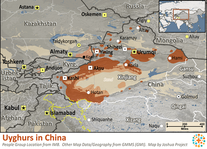 Map of Uyghur in China