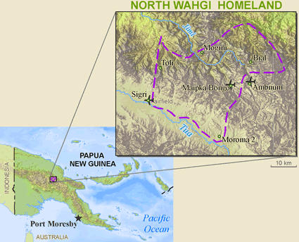 Map of Wahgi, North in Papua New Guinea