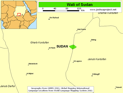 Map of Wali in Sudan