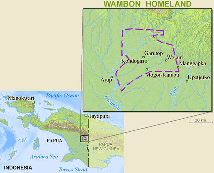 Map of Wambon in Indonesia