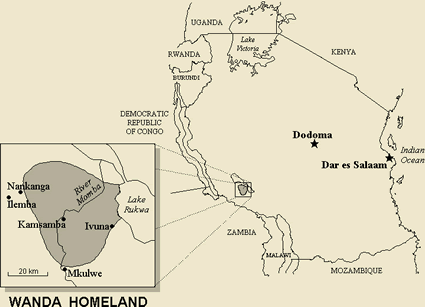 Map of Wanda in Tanzania