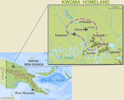 Map of Washkuk, Kwoma in Papua New Guinea