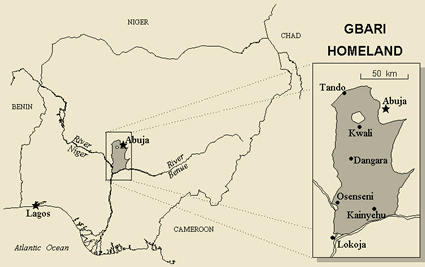 Map of Gbari in Nigeria