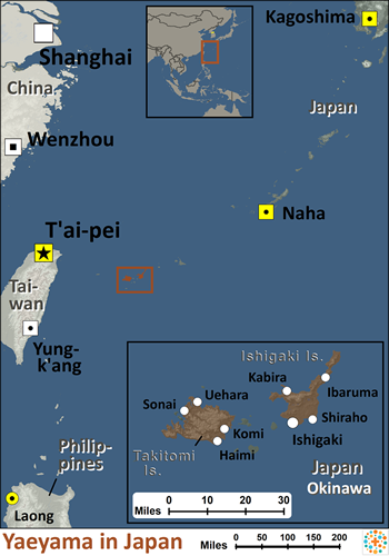 Map of Yaeyama in Japan