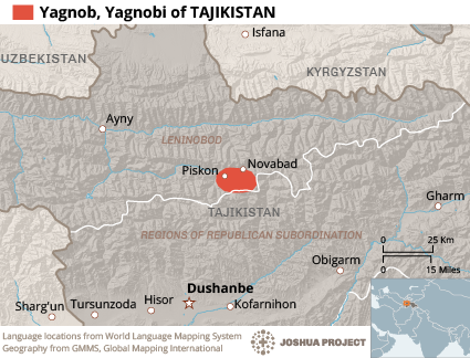 Map of Yagnob in Tajikistan