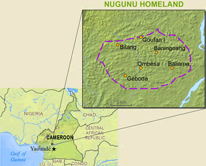 Map of Yambasa, Nu Gunu in Cameroon