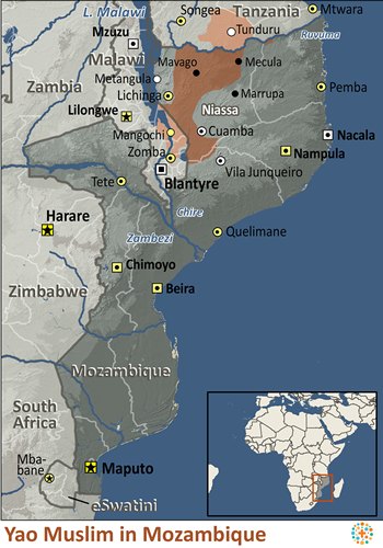Map of Yao in Mozambique