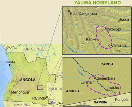Map of Yauma in Zambia