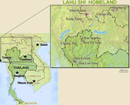 Map of Lahu Shi in Myanmar (Burma)