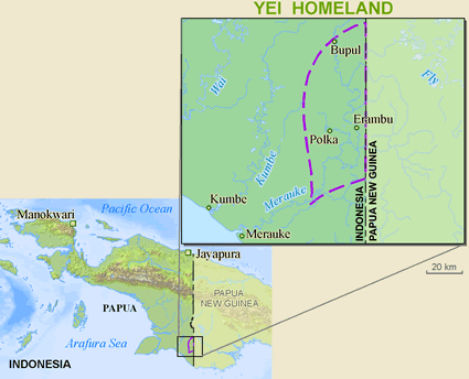 Map of Yei in Indonesia