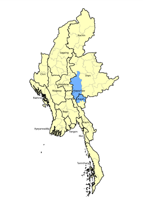 Map of Karen, Yinbaw in Myanmar (Burma)