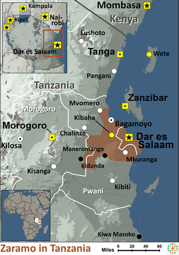 Map of Zaramo in Tanzania
