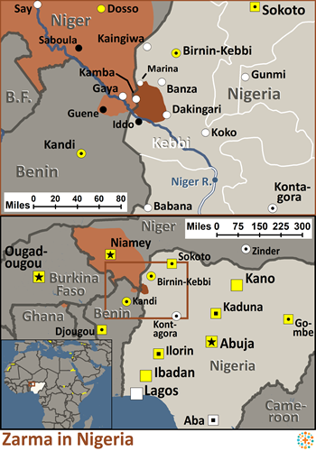 Map of Zarma in Nigeria