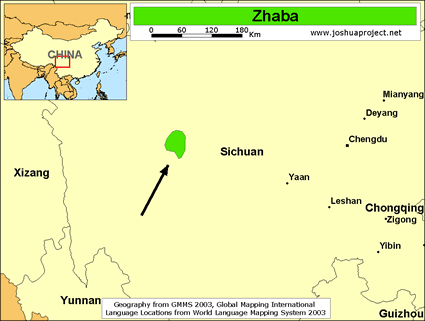 Map of Zhaba in China