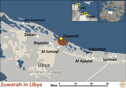 Map of Berber, Zuwarah in Libya
