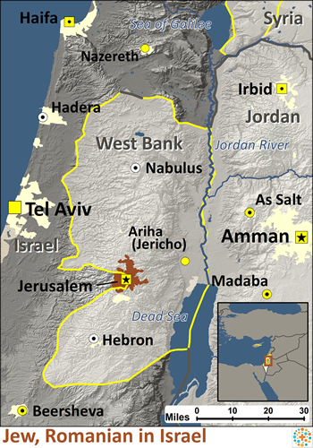 Map of Jewish, Romanian in Israel